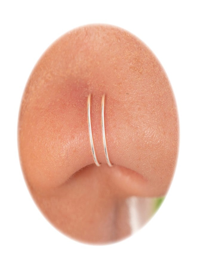BILIBOOM Sterling Silver Spiral Nose Ring - 24G Thin Double Hoop Nose Rings Hoops Jewelry for Women - Handmade Dainty 925 Silver Nose Piercing with Snug Minimalist Fit - Comfortable Everyday Nose Hoop - Image 1
